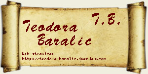 Teodora Baralić vizit kartica
